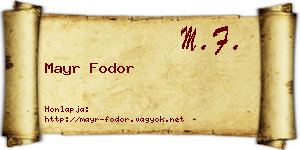 Mayr Fodor névjegykártya